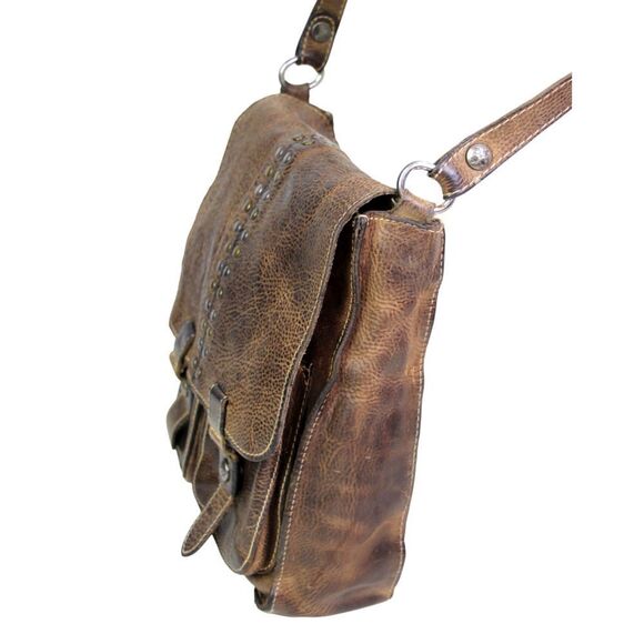 ROOMY Patricia Nash BROWN GENUINE LEATHER FLAP X-BODY SHOULDER BAG HANDBAG PURSE - Picture 4 of 16